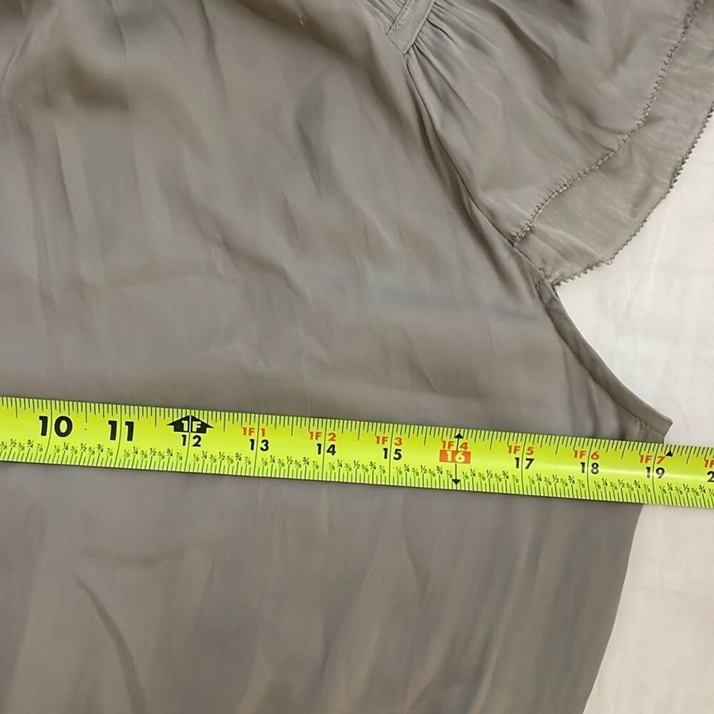 Current Air Gray Split Neck Flutter Sleeve Smocke… - image 6